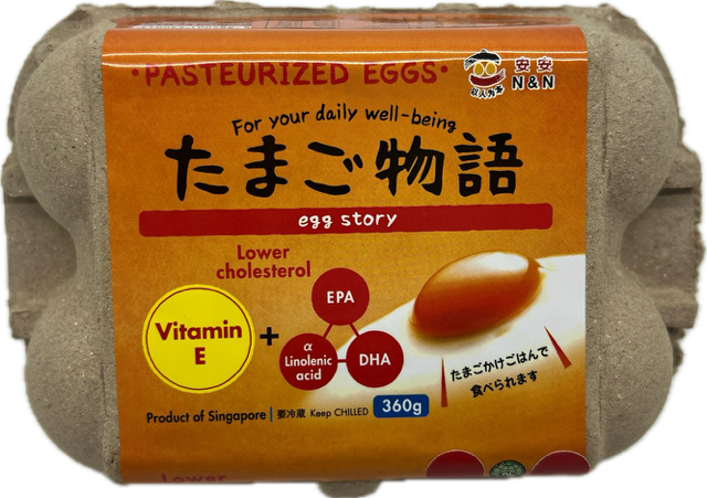 Vitamin-E-360g-6pcs-NEW Egg Story Pasteurized Fresh Eggs enriched with Omega 3 & 6 and Vitamin E 360g (6pcs)