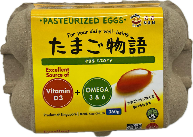Vitamin-D3-6pcs-NEW2 Egg Story Pasteurized Fresh Eggs enriched with Omega 3 & 6 and Vitamin D3 360g (6pcs)